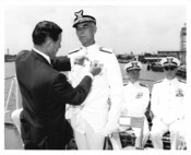 Admiral Chester R. Bender, Change of Command Ceremony June 1, 1970 aboard the USCGC Gallatin at the US Navy Yard. Coast Guard Archives, Commandant Chester R. Bender