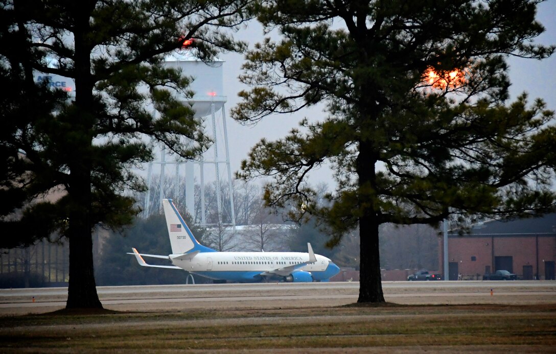 A 932nd Airlift Wing C-40C, sits ready for take-off on an overcast morning, March 2, 2019, at Scott Air Force Base, Illinois. The 932nd AW is an Air Force Reserve Command unit in southern Illinois, flying four of the C-40C planes as part of 22nd Air Force.  They support the nation's executive airlift operations.

The 932nd Maintenance Group is responsible for maintaining the distinguished visitor airlift planes for worldwide service. The 932nd Airlift Wing is based near the towns of Belleville, Mascoutah, O'Fallon, and Shiloh. The 932nd Airlift Wing is the only reserve unit flying this unique mission under Air Force Reserve Command. Other major areas supporting the reserve unit are the 932nd Mission Support Group, 932nd Medical Group and the 932nd Operations Group. Citizen Airmen come from more than 37 states during 932nd Unit Training Assembly (UTA) weekends to be part of the reserve team. (U.S. Air Force photo by Lt. Col. Stan Paregien)