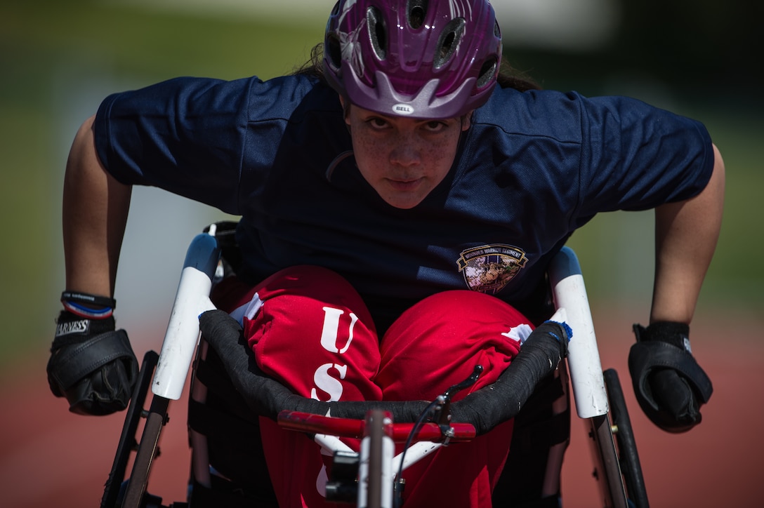 A U.S. Marine Corps athlete practices during the 2019 Marine Corps Trials at Marine Corps Base Camp Pendleton, California, Feb. 27.  The Marine Corps Trials promotes recovery and rehabilitation through adaptive sports participation and develops camaraderie among recovering service members and veterans. Additionally, the competition is an opportunity for participants to demonstrate physical and mental achievements and serves as the primary venue to select Marine Corps participants for the DoD Warrior Games.