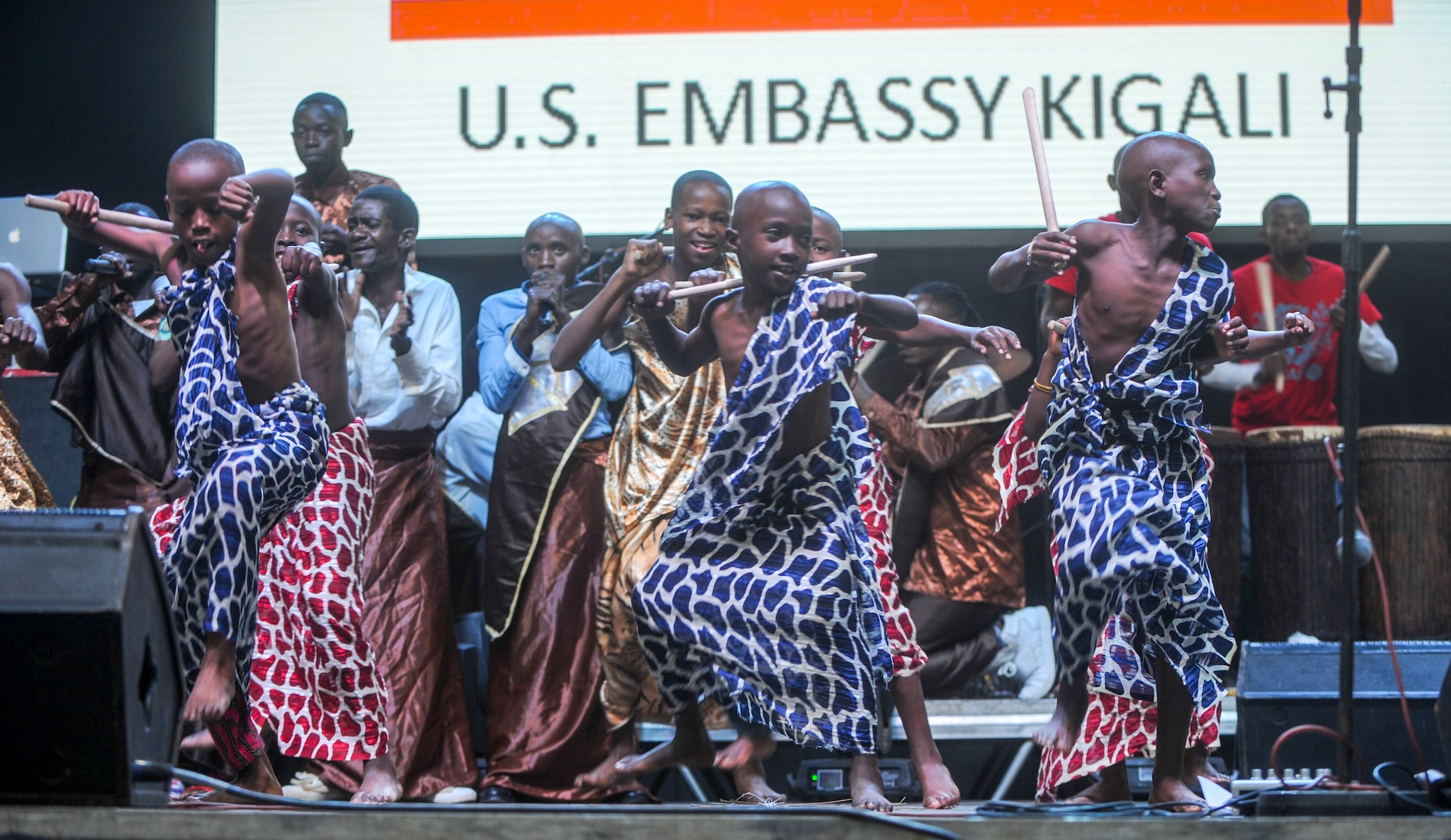 Members of the LEAF Junior Troupe perform a dance during a Tour du Rwanda concert in Kigali, Rwanda, March 2, 2019.