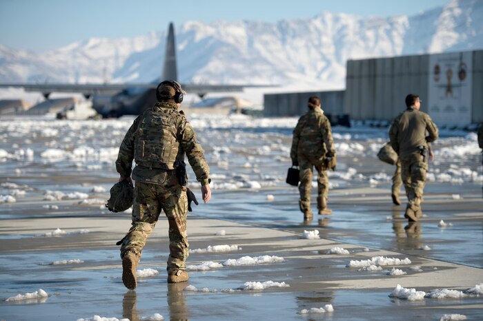 U.S. Air Force Airmen assigned to the 455th Expeditionary Aeromedical Evacuation Squadron participated in a training exercise with Airmen from the 83rd Expeditionary Rescue Squadron Feb. 21, 2019.