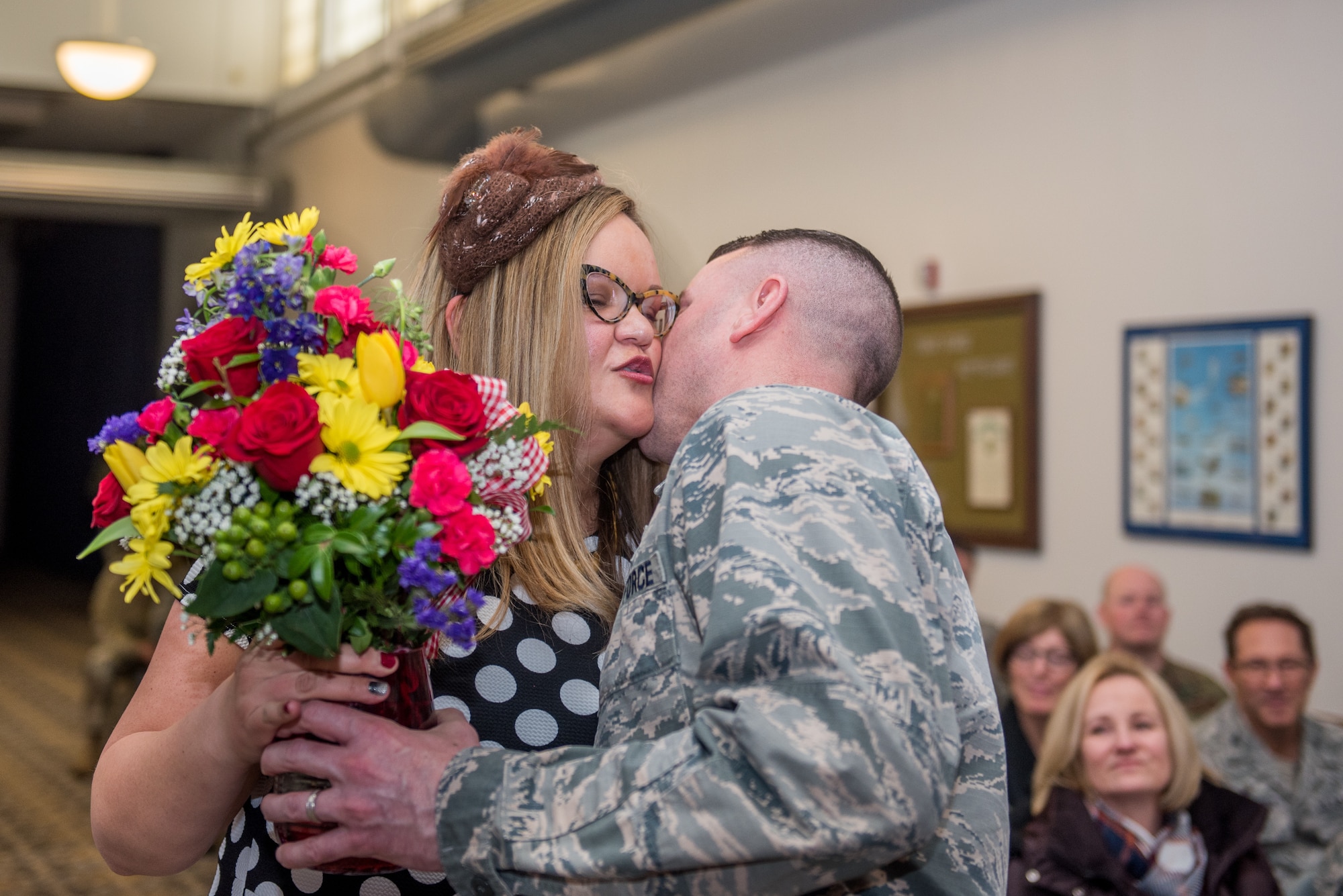 Lt. Col. Ryan Robin assumes command of the 512th Mission Support Group during a ceremony officiated by Col. Craig Peters, 512th Airlift Wing commander, at Dover Air Force Base, Delaware, March 2, 2019. Robins is responsible for a 650-person organization, which supports Air Mobility Command’s worldwide airlift mission. (U.S. Air Force photo by Staff Sgt. Damien Taylor)