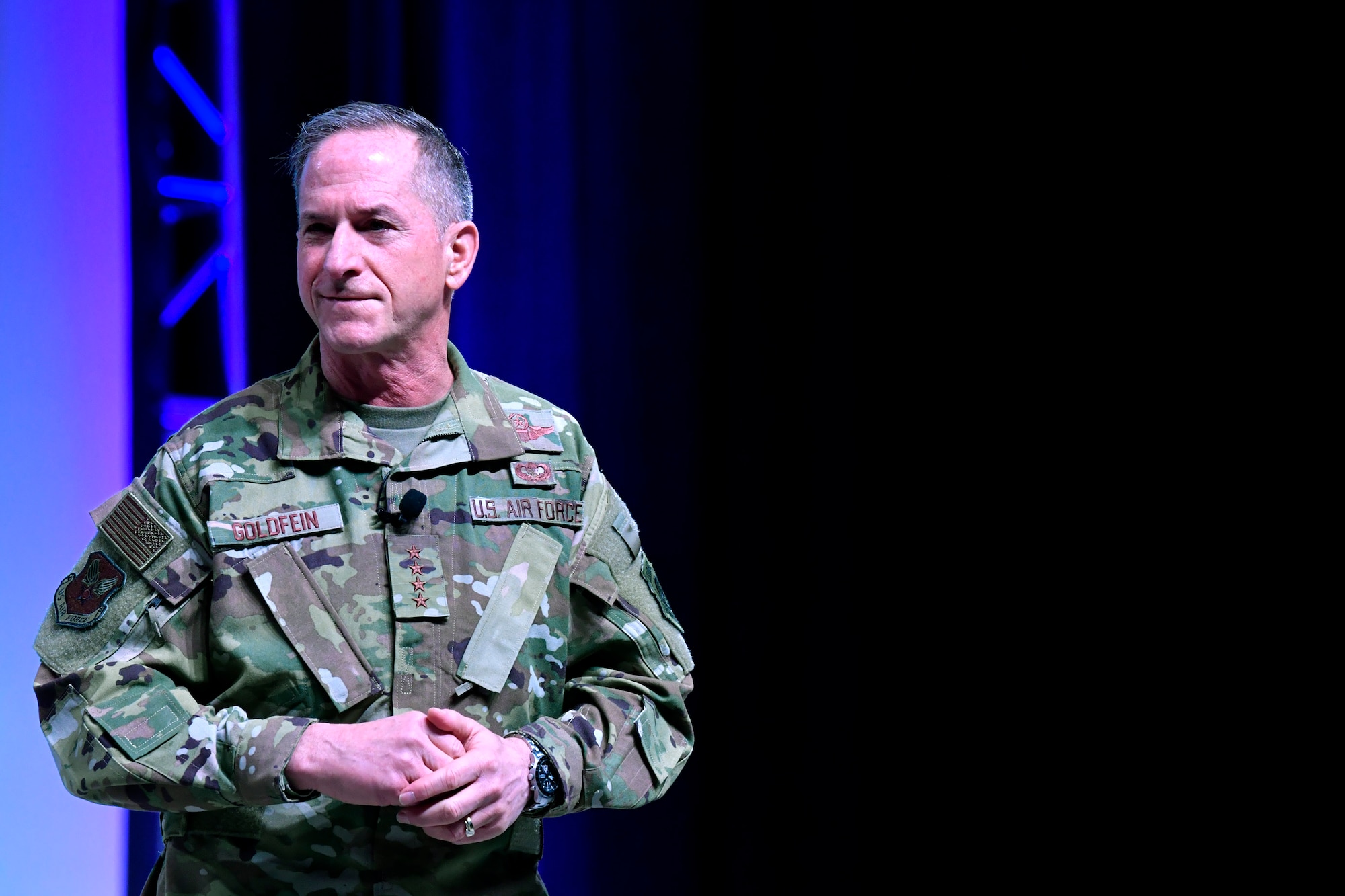 Air Force Chief of Staff Gen. David L. Goldfein gives remarks during the Air Force Association's Air Warfare Symposium in Orlando, Fla., March 1, 2019. During their remarks Goldfein and Wright highlighted the importance of inspirational and courageous leadership. (U.S. Air Force photo by Wayne Clark)