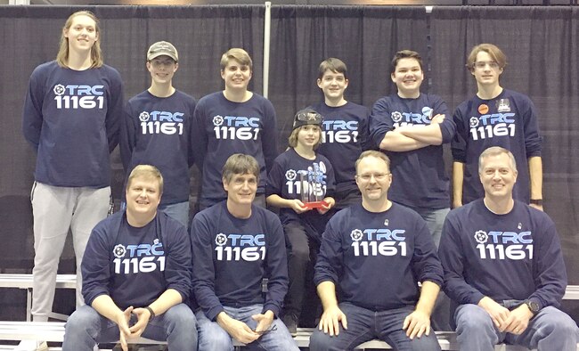 Tennessee Robotics Club Team #11161 out of Murfreesboro won the Collins Aerospace Innovate award and finished tenth in qualification rounds at the regional FIRST® Tech Challenge last month at Middle Tennessee State University campus in Murfreesboro. The team was only five points away from advancing to the third semi-final round. TRC Team #1161 was one of six teams supported by the Arnold Air Force Science, Technology, Engineering and Mathematics program. (Courtesy photo)