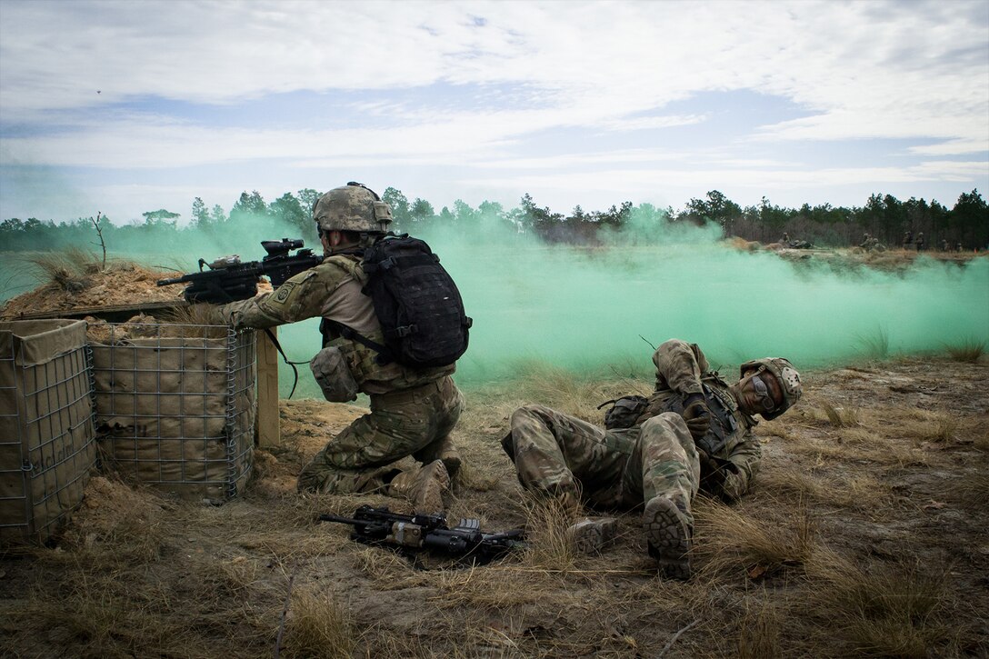 Army paratroopers participate in a training exercise.