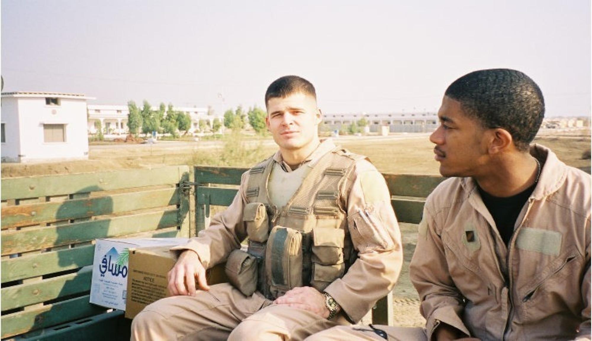 U.S. Air Force Chief Master Sgt. Tony Jenkins, 33rd Operations Group superintendent, pictured as a Staff Sgt., sits with a crew member March 24, 2003, in Jacobabad, Pakistan. Jenkins was able to bounce back from a crucial mistake he made early in his career that molded his outlook on the Air Force and his leadership philosophy. (Courtesy photo)