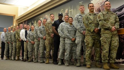 2019 Innovation Rodeo teams take a few minutes for a group photo at Air Force Installation and Mission Support Center headquarters at Joint Base San Antonio-Lackland Feb. 28.