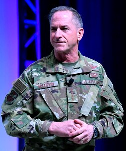 Air Force Chief of Staff Gen. David L. Goldfein gives remarks during the Air Force Association's Air Warfare Symposium in Orlando, Florida March 1.