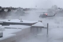 Aircrew from the 40th Helicopter Squadron begin to land at Benefis Hospital in Great Falls after a successful search and rescue March 1, 2019.