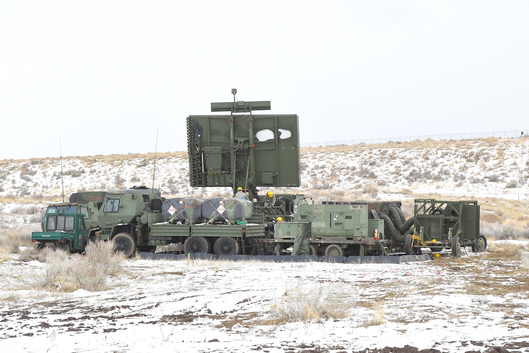 Airmen with the 729th Air Control Squadron set up the radar Feb. 5, 2019, during a readiness exercise at Hill Air Force Base, Utah. The evolution was part of an exercise to mobilize and set up a deployed radar location and control reporting center. (U.S. Air Force photo by Todd Cromar)