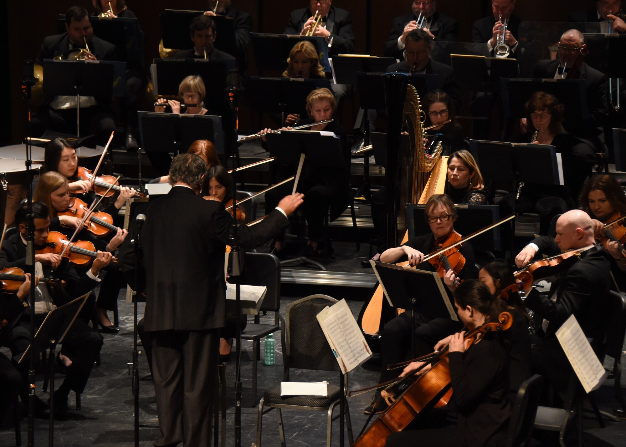 The San Angelo Symphony performs for roughly 2,600 3rd through 5th graders at the Murphy Performance Hall, San Angelo, Texas March 1, 2019. The San Angelo Symphony celebrated the 34th year of the youth concerts by inviting 38 schools to the free performances. (U.S. Air Force photo by Airman 1st Class Zachary Chapman/Released)