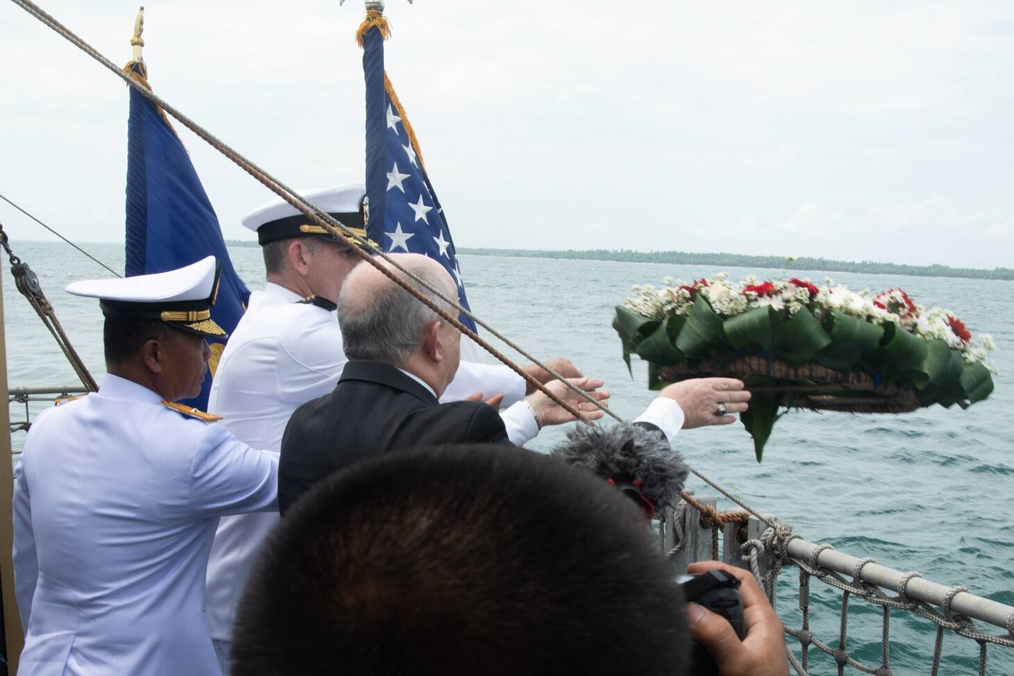 The ceremony was held to honor the American and Australian crews of USS Houston (CA 30) and HMAS Perth (D 29) that lost their lives in battle against the Japanese Imperial Navy during World War II.