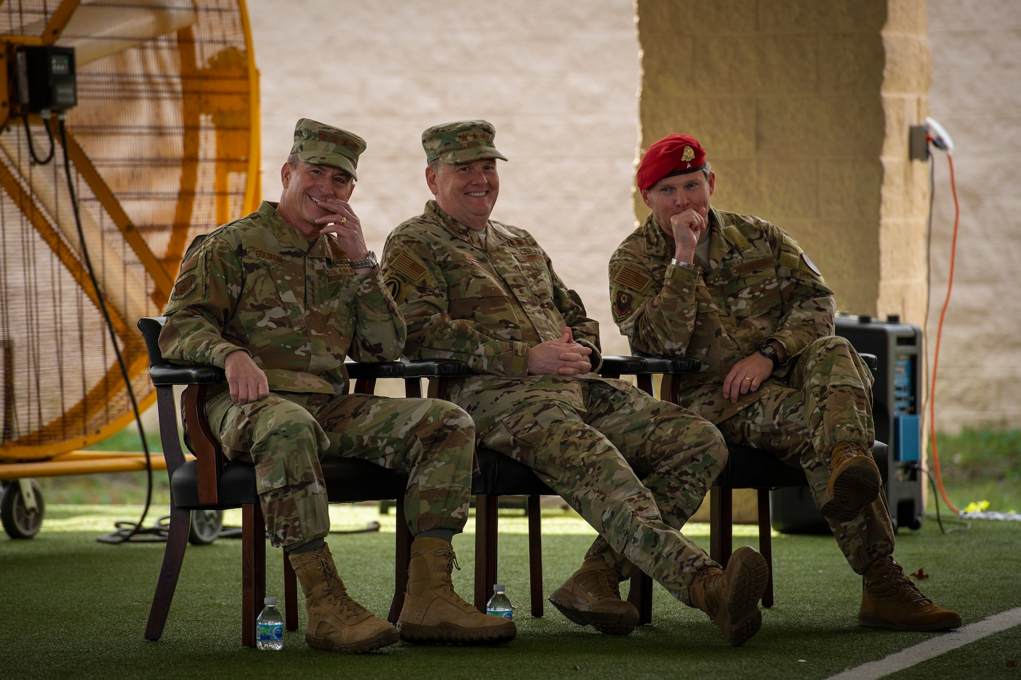 Air Force Chief of Staff Gen. David L. Goldfein, left, U.S. Air Force Lt. Gen. Brad Webb, center, commander of Air Force Special Operations Command, and U.S. Air Force Brig. Gen. Claude K. Tudor, Jr., commander of the 24th Special Operations Wing, attend the Special Tactics Ruck March Memorial Ceremony at Hurlburt Field, Florida, March 4, 2018.