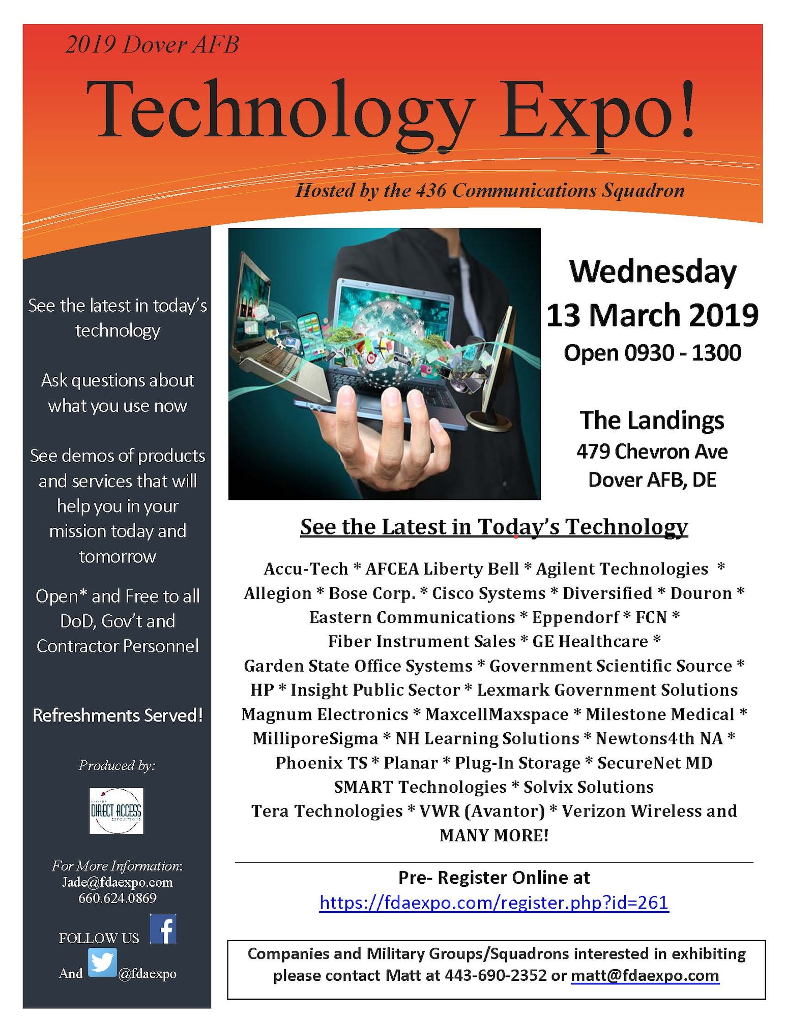 Information regarding 2019's Tech Expo at Dover Air Force Base, Delaware.