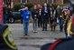 Joshua Howe, a retired U.S. Army Staff Sgt., salutes Veterans of Foreign Wars members and local first responders at his new home in Newport News, Virginia, March 2, 2019. Howe served for 11 years in the Army before being medically retired due to injuries he sustained during a deployment to Iraq. (U.S. Air Force photo by Senior Airman Derek Seifert)