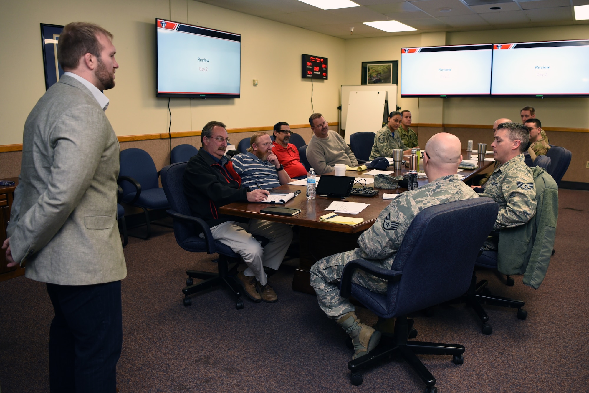 17th Training Support Squadron Cognitive Performance Coach,Jeb Clay teaches a new seminar focused on active learning teaching methods for faculty members called Faculty Next, Feb. 9, 2019. Faculty Next is a key part of Air Education and Training Command’s Continuum of Learning initiative. (U.S. Air Force photo by Tech. Sgt. Staci Kasischke/Released)
