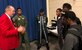 Marvin Williams, South Carolina Spann Watson Chapter of Tuskegee Airman Inc. representative, speaks with students during a school presentation Feb. 28, 2019, at North Charleston High School, Charleston, S.C.