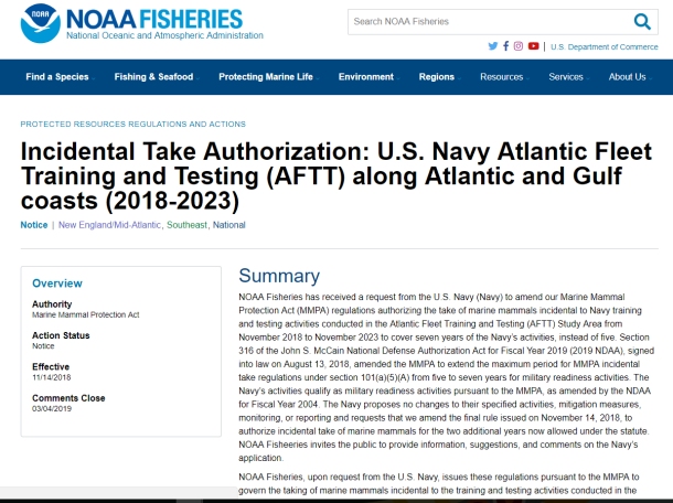 Screenshoot NOAA Fisheries