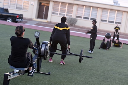 Army Reserve Soldiers, assigned to the 85th U.S. Army Reserve Support Command and operationally controlled by First Army’s 5th Armored Brigade Headquarters, conduct morning physical training, focused on body movements around the developing Army Combat Fitness Test, Mar. 3, 2019.