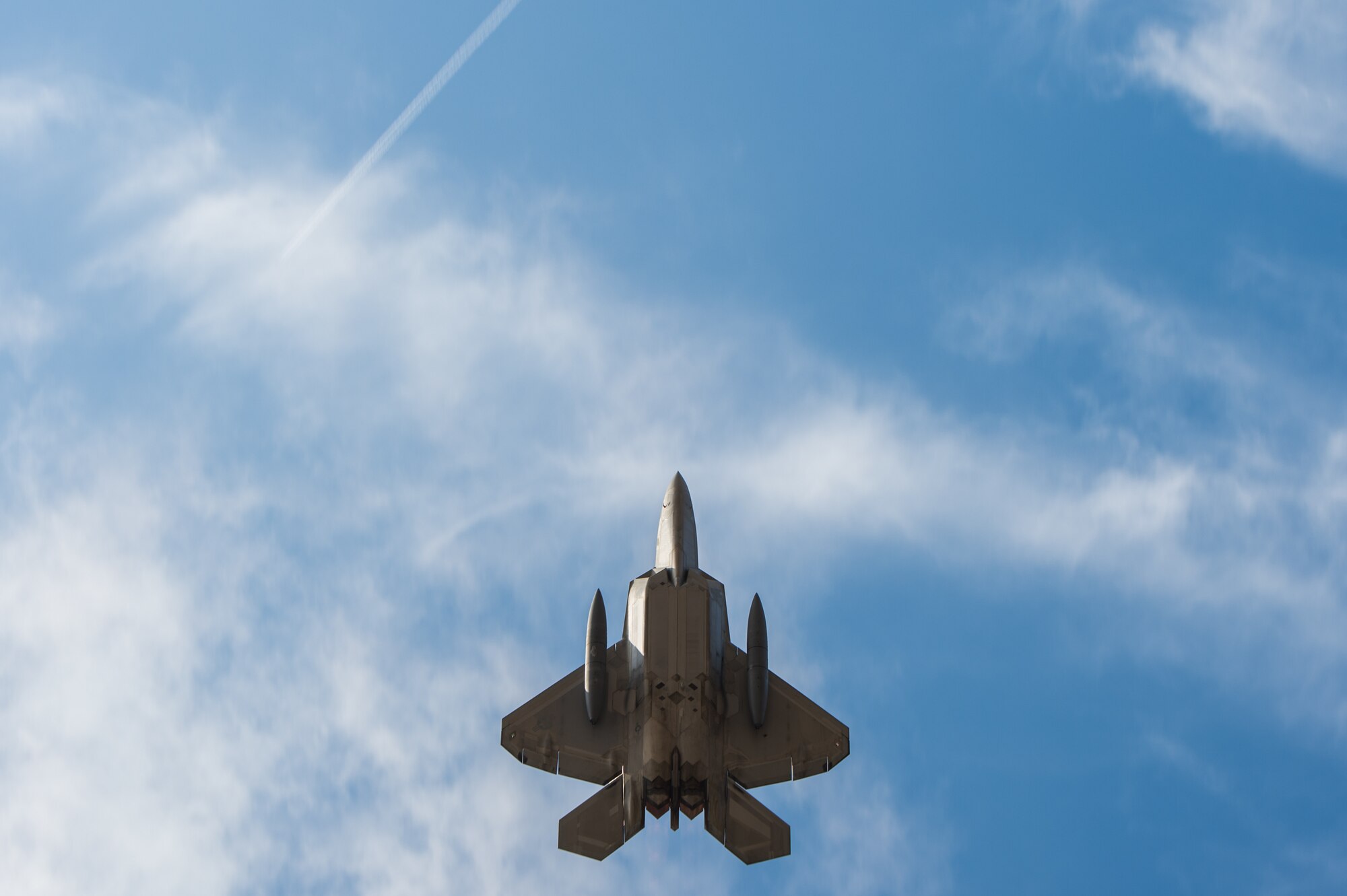 U.S. Air Force F-22 Raptors from the 1st Fighter Wing and 192nd Wing, participate in a total force exercise at Joint Base Langley-Eustis, Virginia, Feb. 28, 2019.