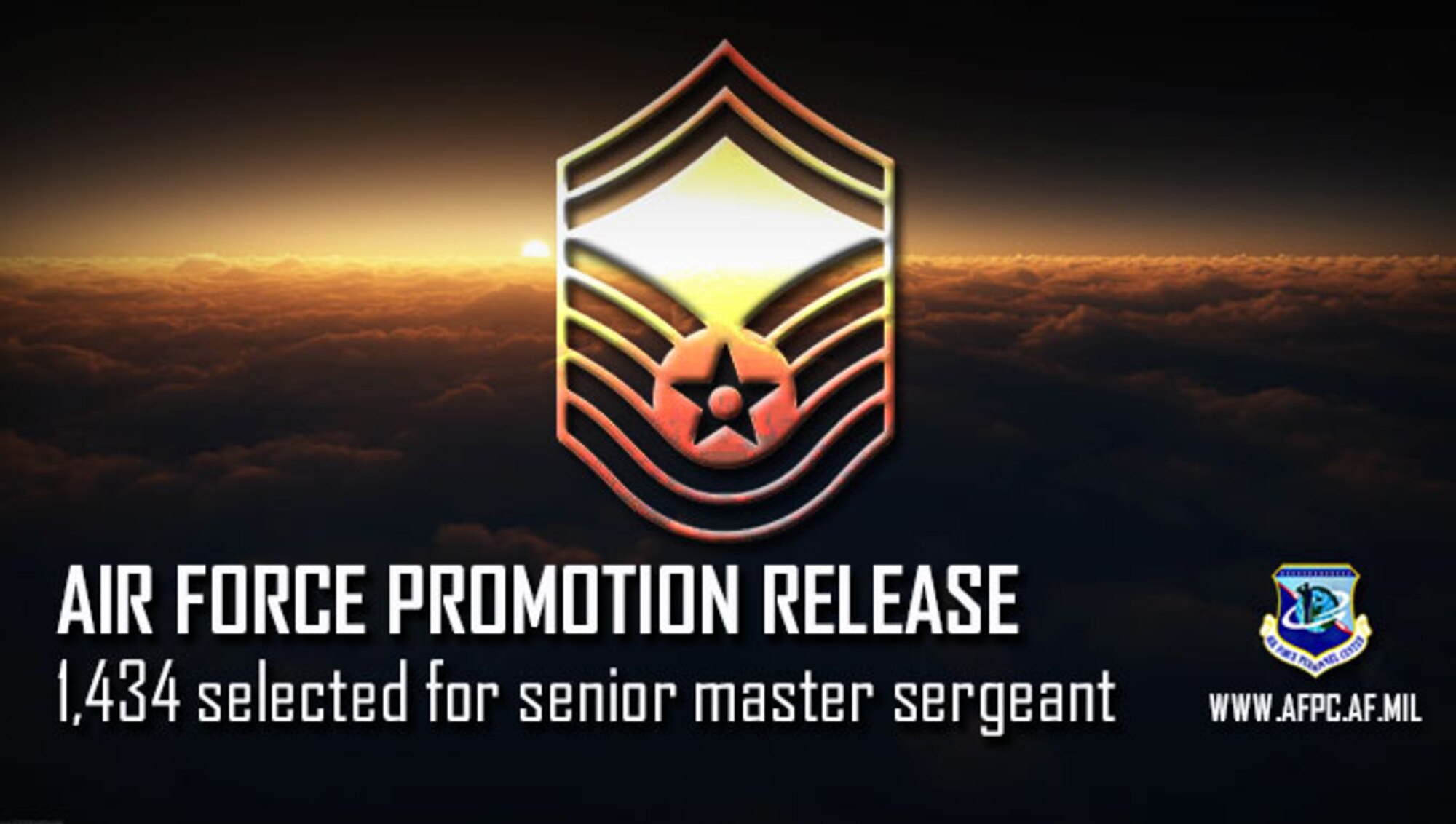 Air Force Promotion Release; 1,434 selected for senior master sergeant