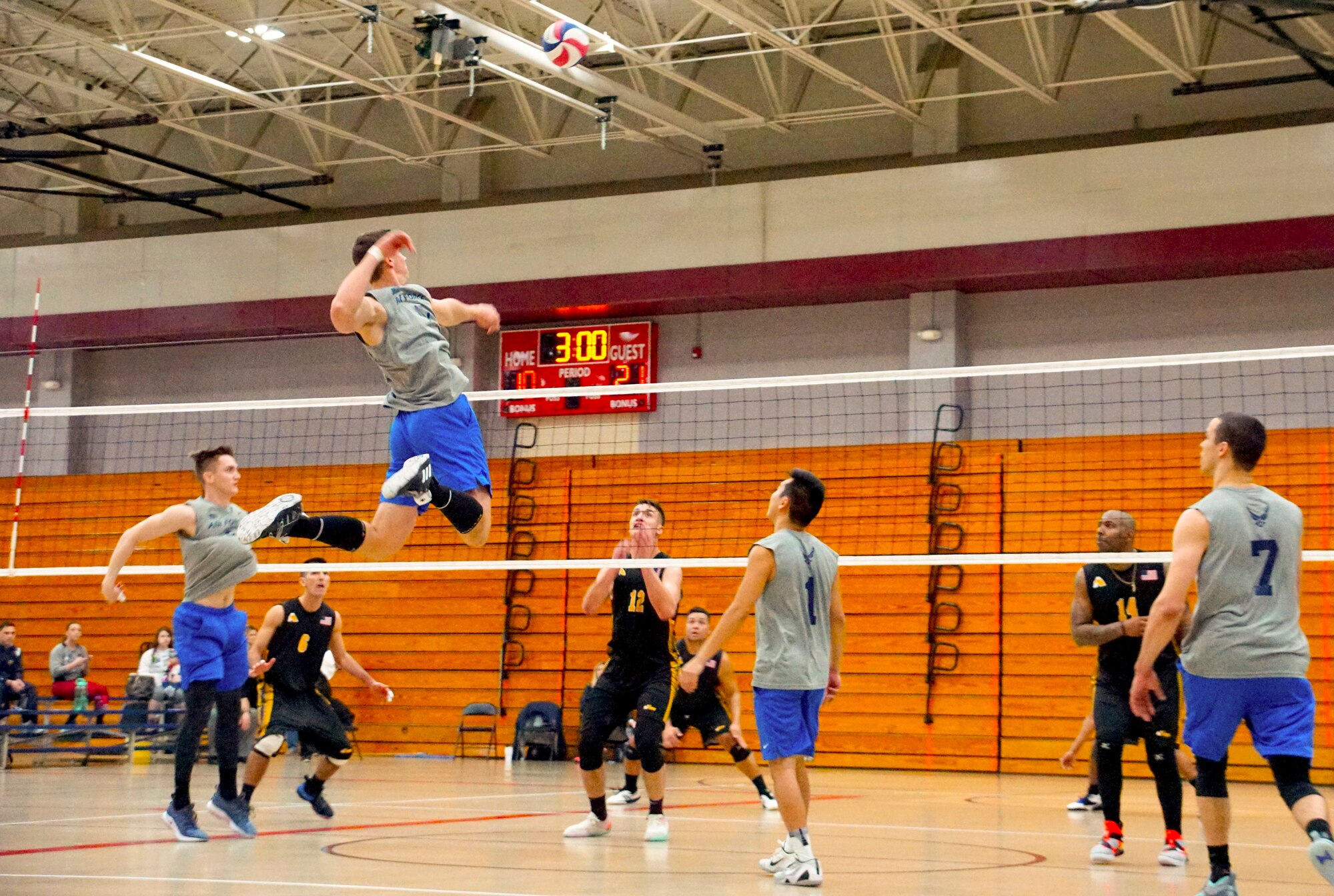 Elite U.S. military volleyball players from around the world compete for dominance at Fort Bragg's Ritz Epps Physical Fitness Center March 6-8, 2019 to determine the best of the best at the 2019 Armed Forces Volleyball Championship. Army, Navy (with Coast Guard) and Air Force teams squared off at the annual AFVC through three days of round-robin competition, to eventually crown the best men and women volleyball players in the military. U.S. Navy photo by Mass Communications Specialist 1st Class John Benson (Released)