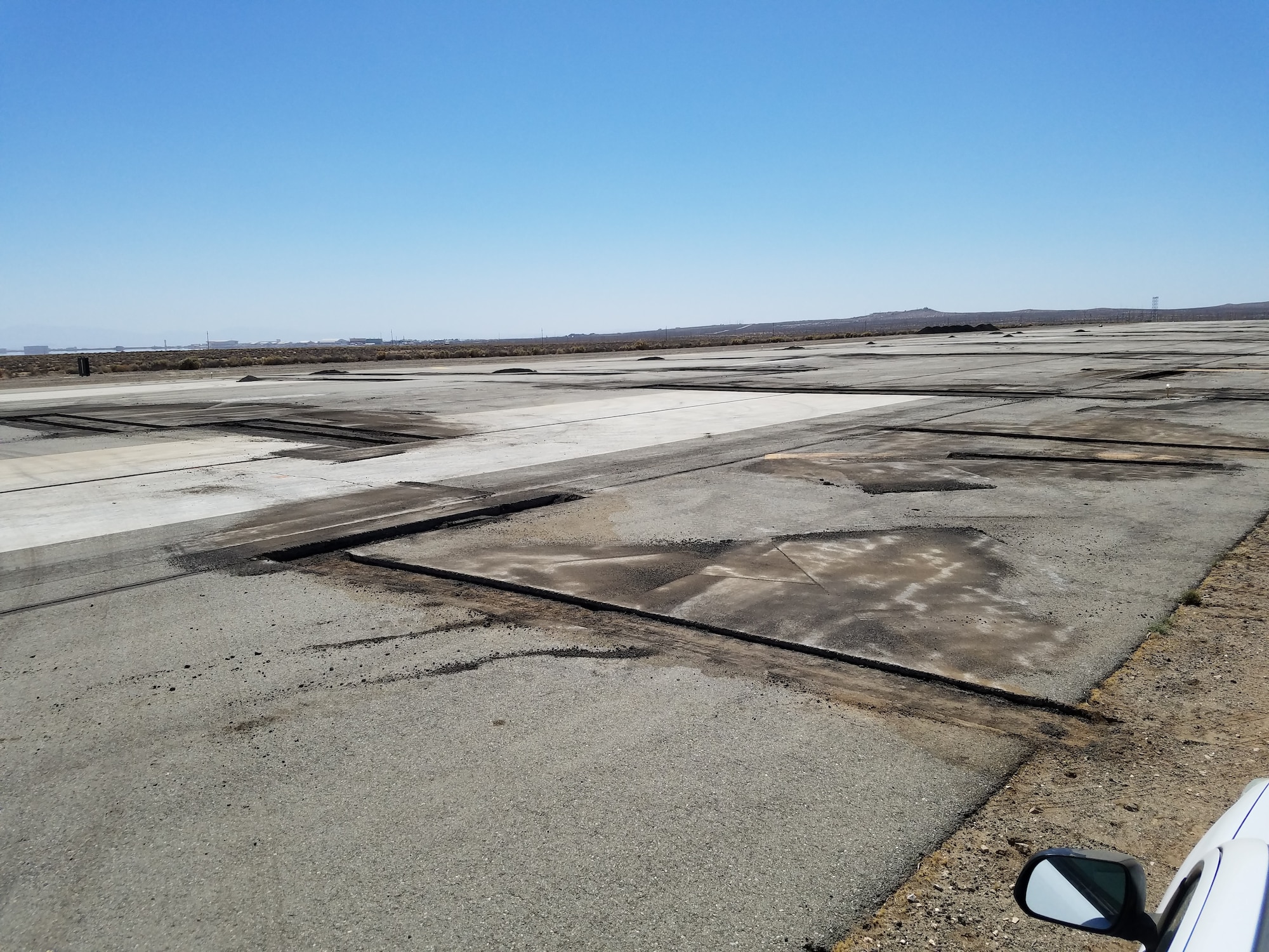 Edwards Air Force Base’s North Base runway under repair in September 2018. (Courtesy photo)