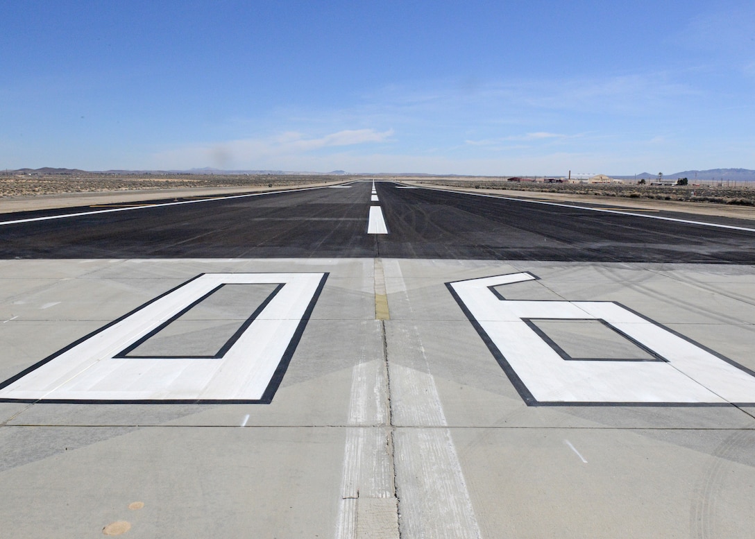 The 412th Civil Engineer Group completed repairs to Edwards Air Force Base’s North Base runway in February. (U.S. Air Force photo by Kenji Thuloweit)