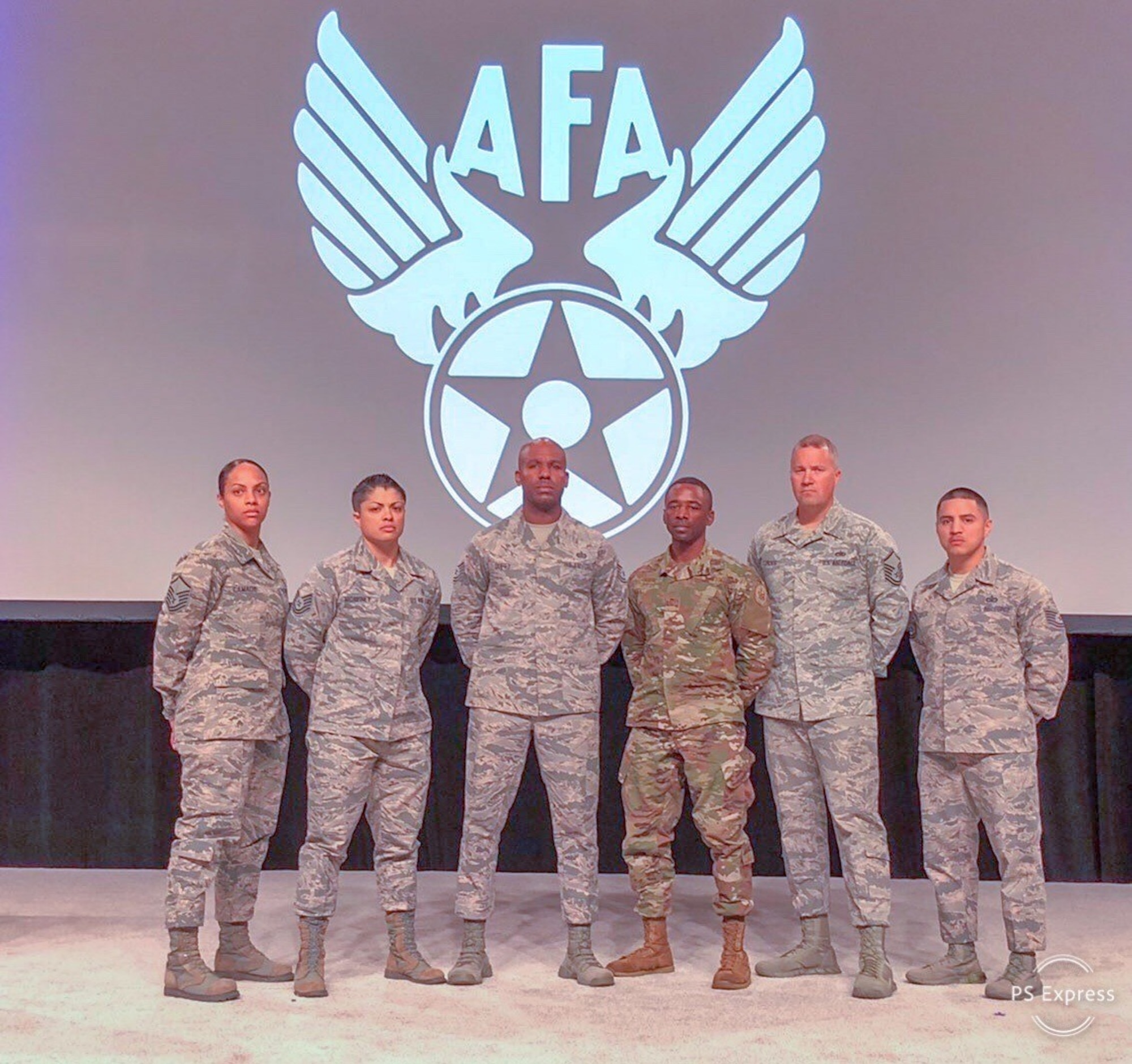 Military Training Instructors with the 737th Training Group accept the 2018 Etchberger Team of the Year award during the 2019 Air Force Association Symposium in Orlando, Fla., March 1, 2019. One of the MTI team’s biggest accomplishments included implementation of the Air Force Basic Military Training curriculum changes, which are designed to graduate more lethal and ready Airmen. (U.S. Air Force photo by 1st Lt. Kayshel Trudell)