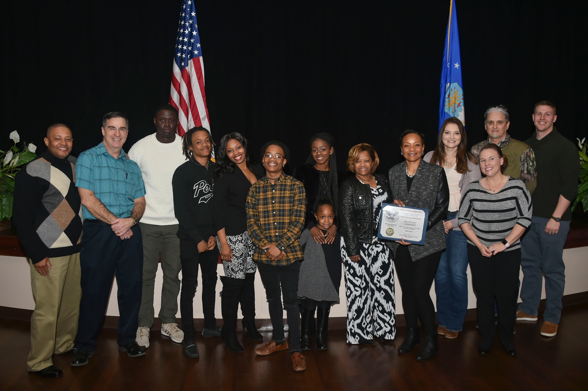 The Altus Air Force Base Protestant Community was awarded the Gold-Level Presidential Volunteer Service Award, March 2, 2019, at Altus Air Force Base, Okla. (U.S. Air Force photo by Senior Airman Cody Dowell)