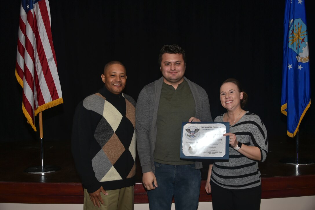 James Studdard, a pay technician assigned to the 97th Comptroller Squadron, was awarded the Bronze-Level Presidential Volunteer Service Award, March 2, 2019, at Altus Air Force Base, Okla. (U.S. Air Force photo by Senior Airman Cody Dowell)