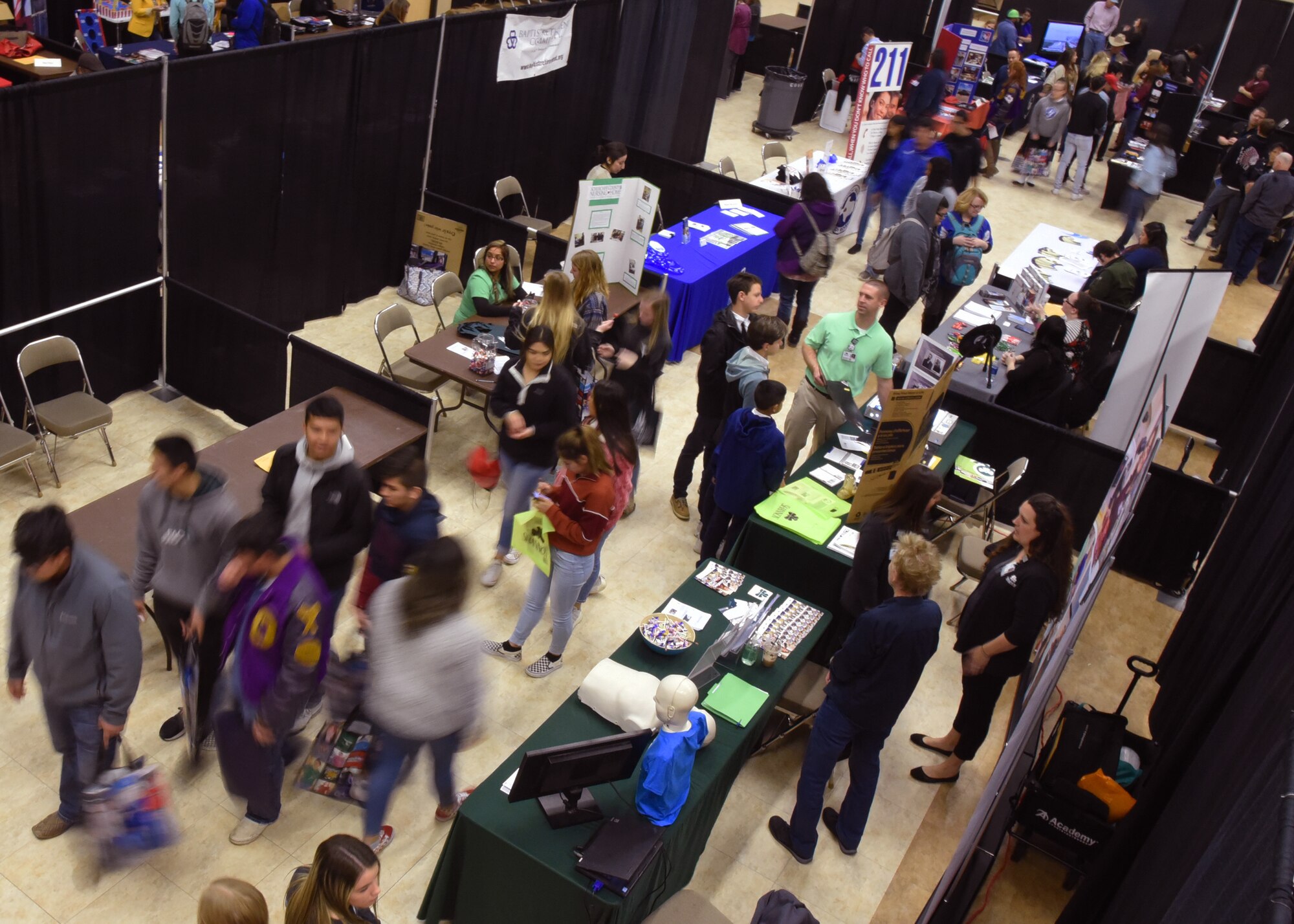 High school and junior high school students from the Concho Valley and surrounding areas attend the first youth career fair, Careers Y’all, at the McNease Convention Center, in San Angelo, Texas, March 6, 2019. The event hosted over 65 local businesses, which demographs students in grades 8, 11, and 12. (U.S. Air Force photo by Airman 1st Class Abbey Rieves/Released)