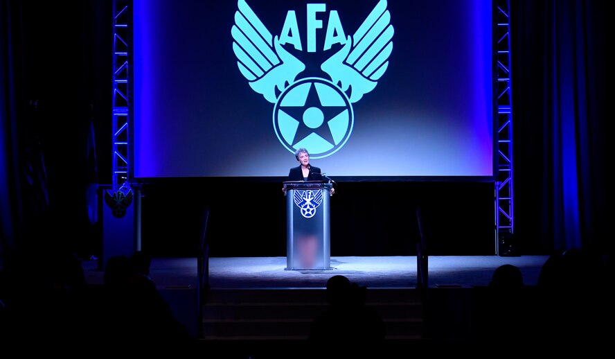 Secretary of the Air Force Heather Wilson gives remarks