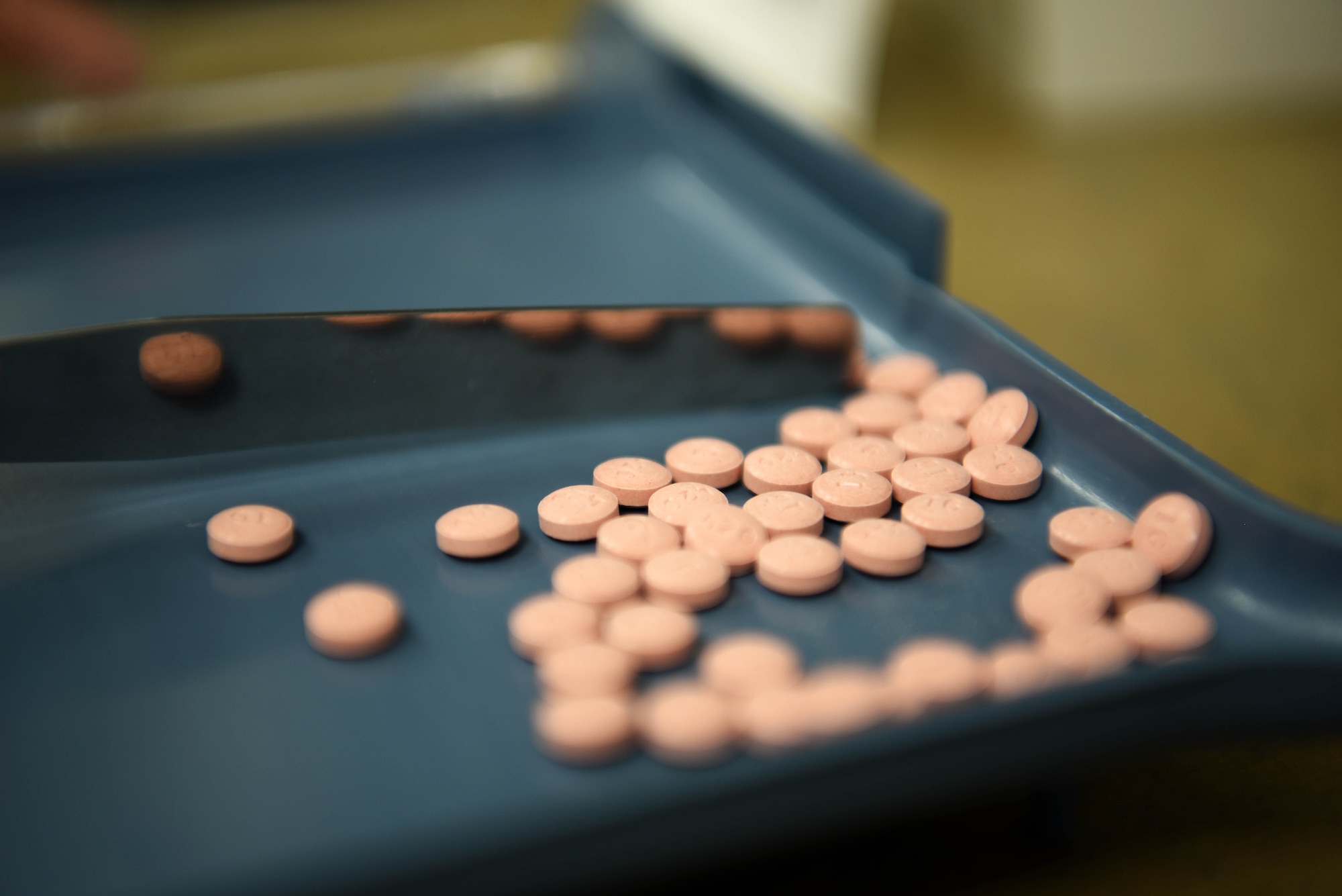 A 14th Medical Support Squadron pharmacy technician counts pills for a customer’s prescription March 4, 2019, on Columbus Air Force Base, Mississippi. (U.S. Air Force photo by Airman 1st Class Keith Holcomb)