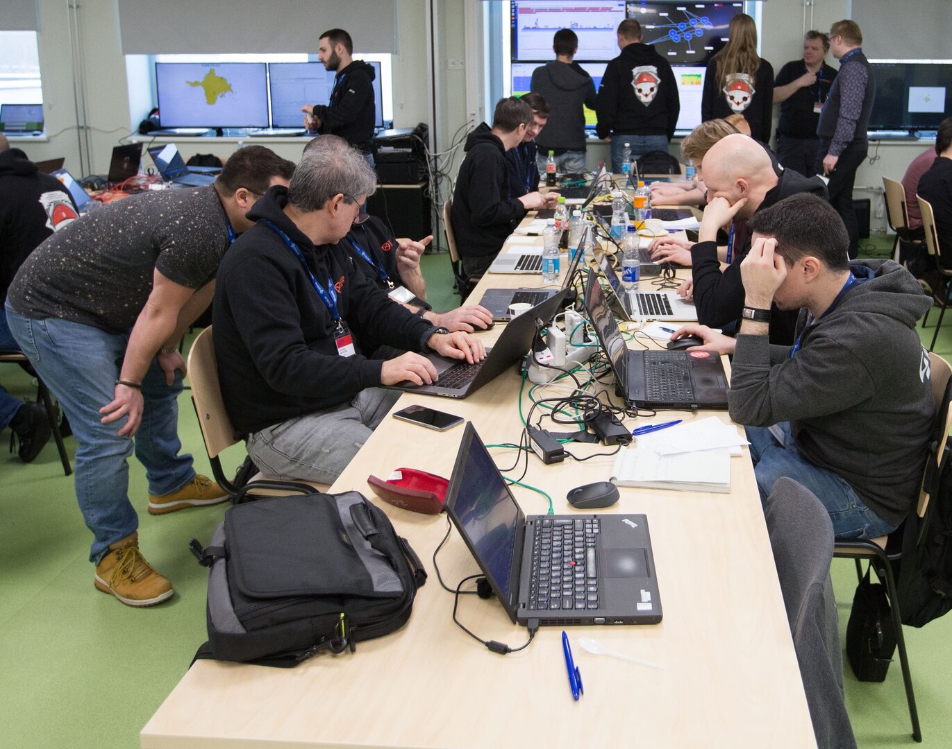 More than 100 cyber operators from 21 countries participate in Exercise Crossed Swords 19, at Tallinn, Estonia, on Jan. 31, 2019. The annual exercise, which ran Jan. 28 to Feb. 1, included hands-on, full-scale cyber operations where kinetic and cyber operations were carried out simultaneously, including challenges to industrial control systems, physical security systems, unmanned aerial vehicles and maritime surveillance systems.
