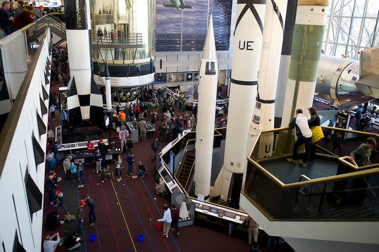 Visitors to the Smithsonian National Air and Space Museum in Washington D.C., try out various activities during the Air Force STEM fair March 7, 2019. (U.S. Air Force photo by Master Sgt. Michael B. Keller)