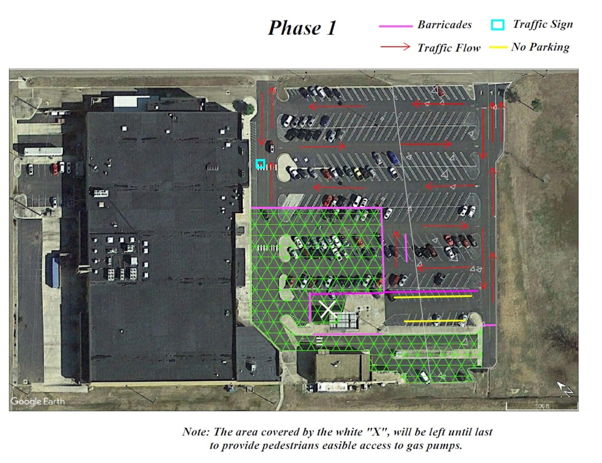 Beginning March 18, the parking lots for the Base Exchange and Commissary on Columbus Air Force Base will undergo a three-phase repaving plan. It's being completed in three phases in order to accommodate continued access for shoppers. The estimated completion date is projected to be the end of July or early August. The images reflect the order in which repaving will be done. (Courtesy graphic)