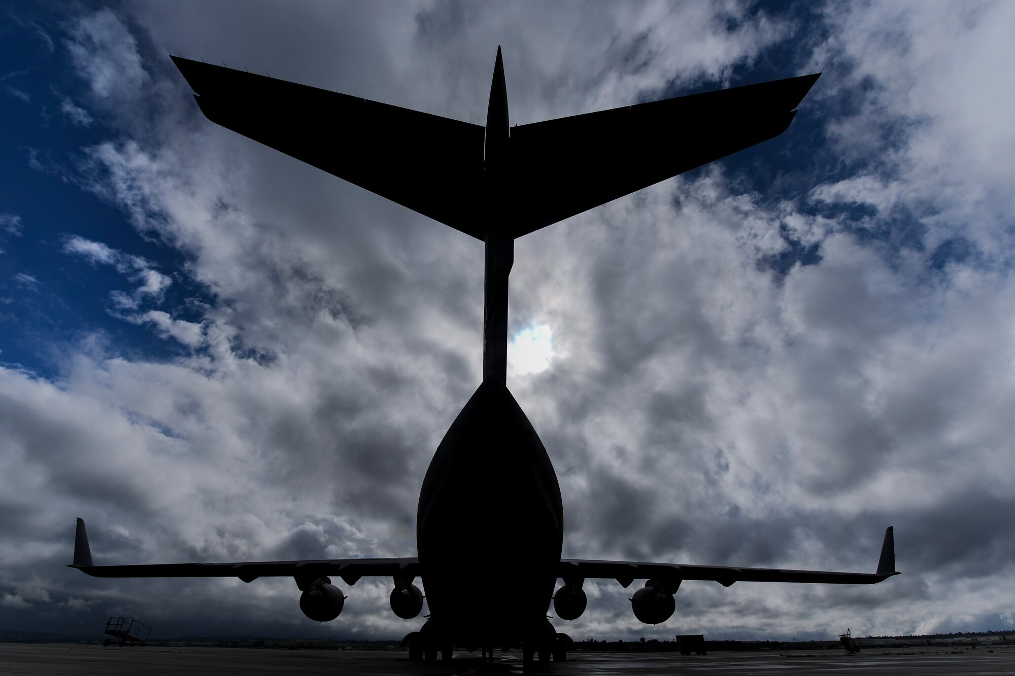 A C-17 Globemaster III assigned to the 911th Airlift Wing sits on the flightline at March Air Reserve Base, California, March 6, 2018. The C-17 Globemaster III is at at March ARB along with approximately 20 members from the 911th Maintenance Group due the flightline and aircraft conversion their home station is currently undergoing. (U.S. Air Force photo by Joshua J. Seybert)