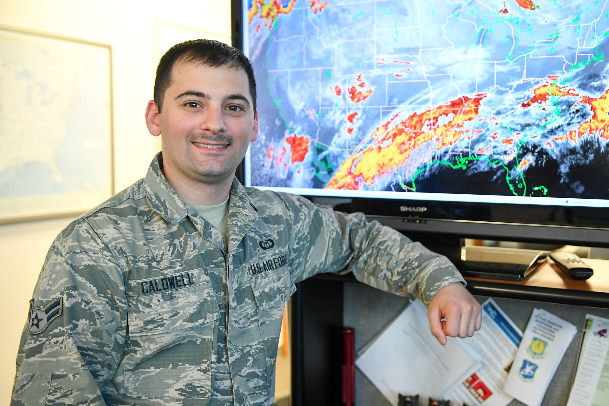 Airman 1st Class Joshua Caldwell, 75th Operations Support Squadron weather forecastor, was recently named a Superior Performer by the Team Hill Top III. The Top 3 recognizes Airmen from Team Hill who have demonstrated excellence on and off duty.(U.S. Air Force photo by Cynthia Griggs)