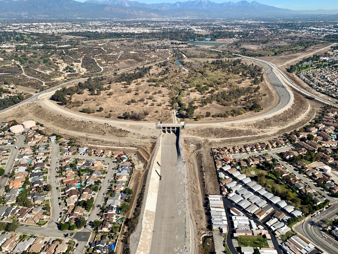 Photo of Whittier Narrows Dam taken during an aerial tour on Jan. 10.