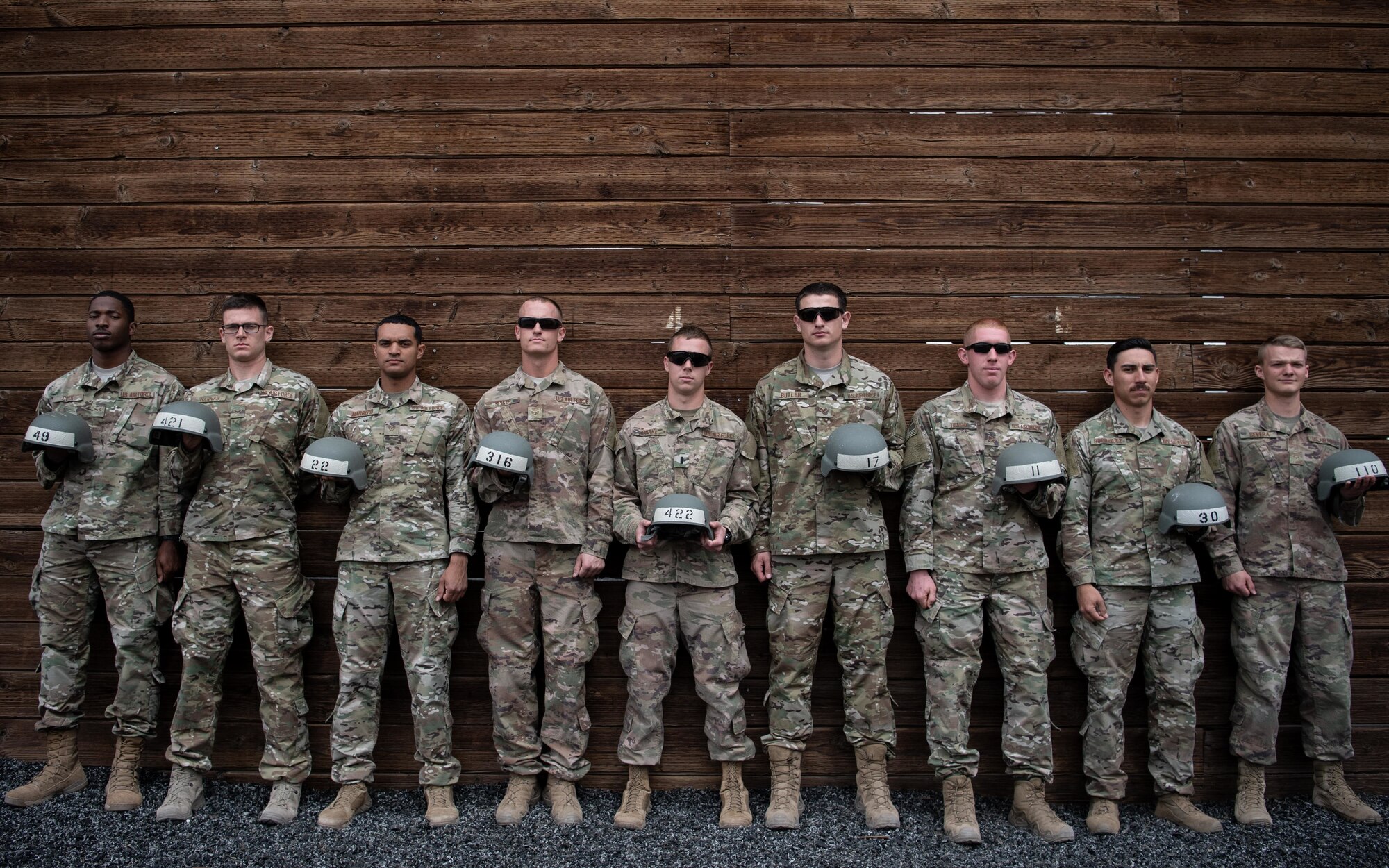 377th Security Forces Group Airmen pose for a group photo at Fort Bliss, TEXAS., March 8, 2019. Nine members of the 377th SFG graduated from the Fort Bliss Air Assault Training School March 11. (U.S. Air Force photo by Staff Sgt. J.D. Strong II)