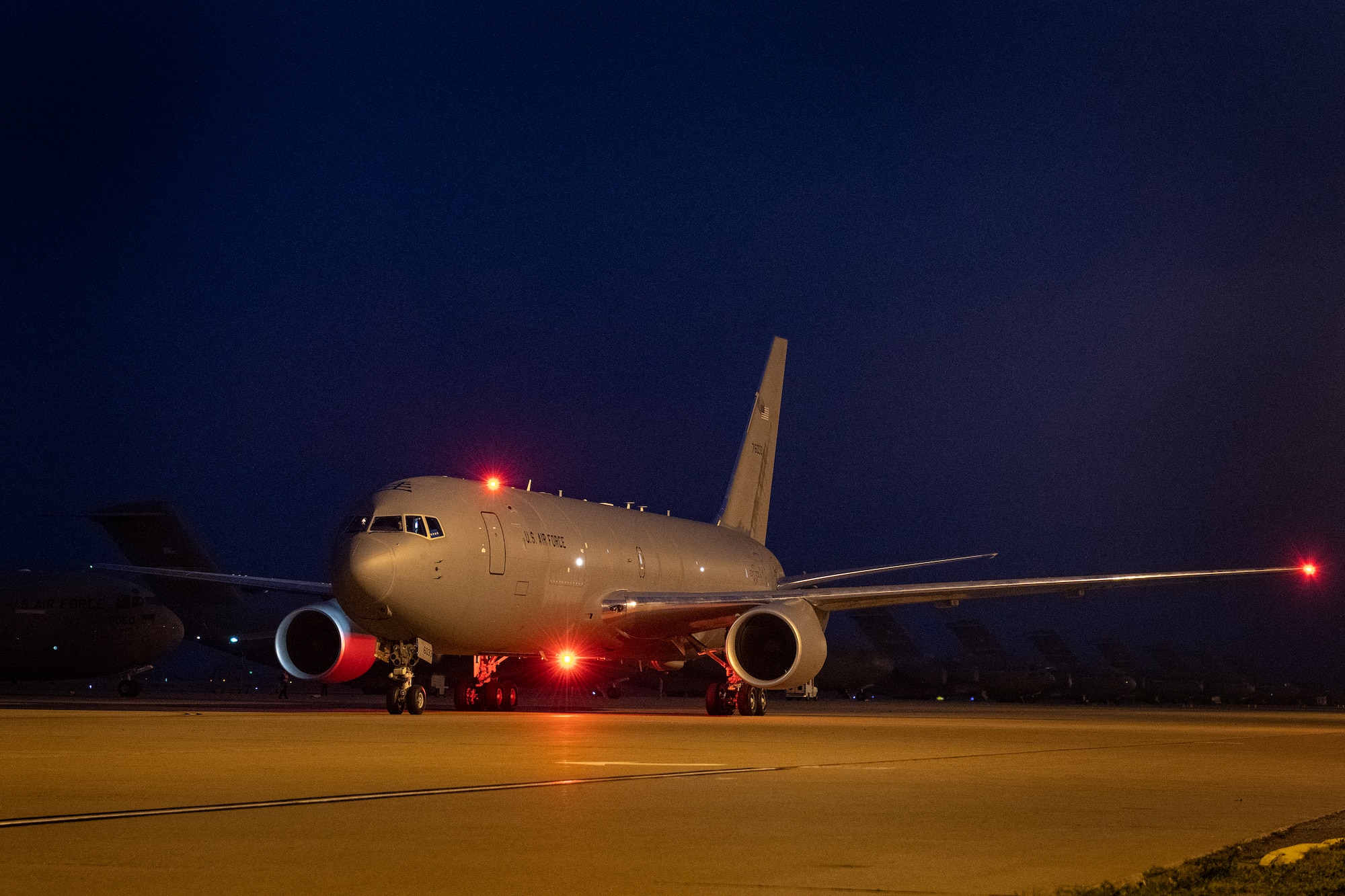 ALTUS AIR FORCE BASE, Okla. - A KC-46 Pegasus taxis on the 97th Air Mobility Wing flightline, March 11, 2019, at Altus Air Force Base, Okla.