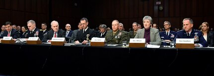 Secretary of the Air Force Heather Wilson provides testimony to the Senate Armed Services Committee in Washington, D.C., March 7, 2019. The committee examined privatized military housing for service members and their families.