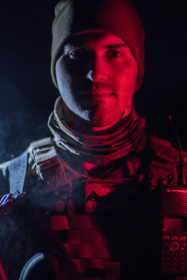 Cpl Matthew Mcelhannon, an administrative specialist with Headquarters Battery, 14th Marine Regiment, 4th Marine Division, poses for a photo at Adazi Training Area, Latvia, Feb. 27, 2019, during exercise Dynamic Front 19. Exercise Dynamic Front 19 includes approximately 3,200 service members from 27 nations who are observing or participating from Grafenwoehr Training Area, Germany; Riga, Latvia; and Torun, Poland; during March 2-9, 2019. Dynamic Front is an annual U.S. Army Europe exercise focused on the readiness and interoperability of U.S. Army, joint service, and allied and partner nations’ artillery and fire support working together in a multinational environment. (U.S. Marine Corps photo by Cpl. Niles Lee)