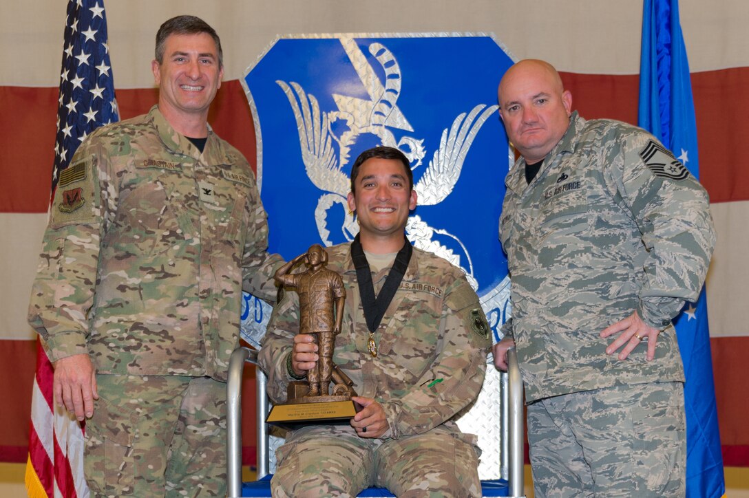 Maj. Eric Cranford, 723d Aircraft Maintenance Squadron, wins Field Grade Officer Maintenance Professional of the Year, March 8, 2019, at Moody Air Force Base, Ga. Maintenance Professional of the Year (MPOY) is a long-running tradition in the maintenance career field. MPOY is a ceremony that highlights that year's top performing Airmen. (U.S. Air Force photo by Airman 1st Class Hayden Legg)