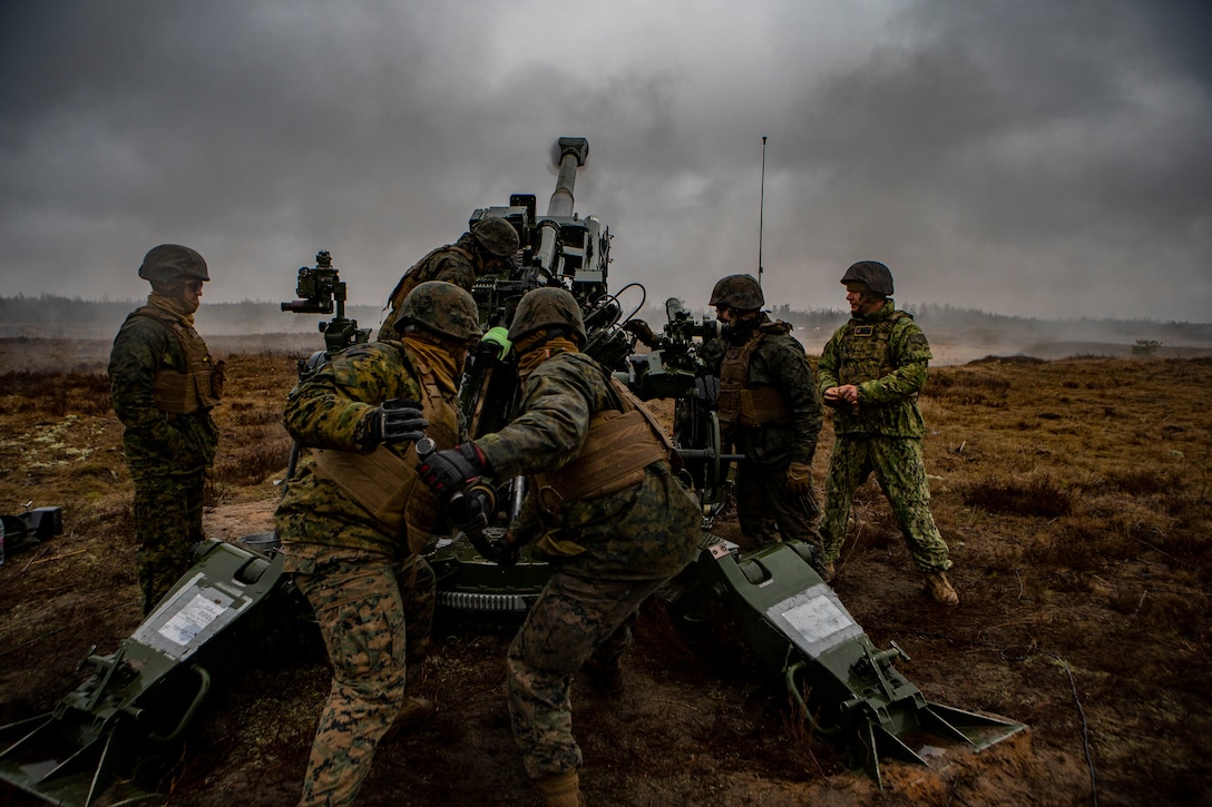 Marines Fire M777 Howitzers in Latvia During Exercise Dynamic Front 19