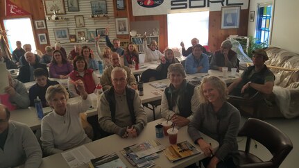 Boater’s safety class students answer questions at the Hampton Yacht Club, March 2018.