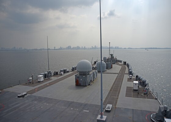 MANILA, Philippines (March 13, 2019) - U.S. 7th Fleet Flagship USS Blue Ridge (LCC 19) arrives for a port visit to Manila, Philippines. Blue Ridge is the oldest operational ship in the Navy, and as 7th Fleet command ship, is responsible for fostering relationships within the Indo-Pacific Region.