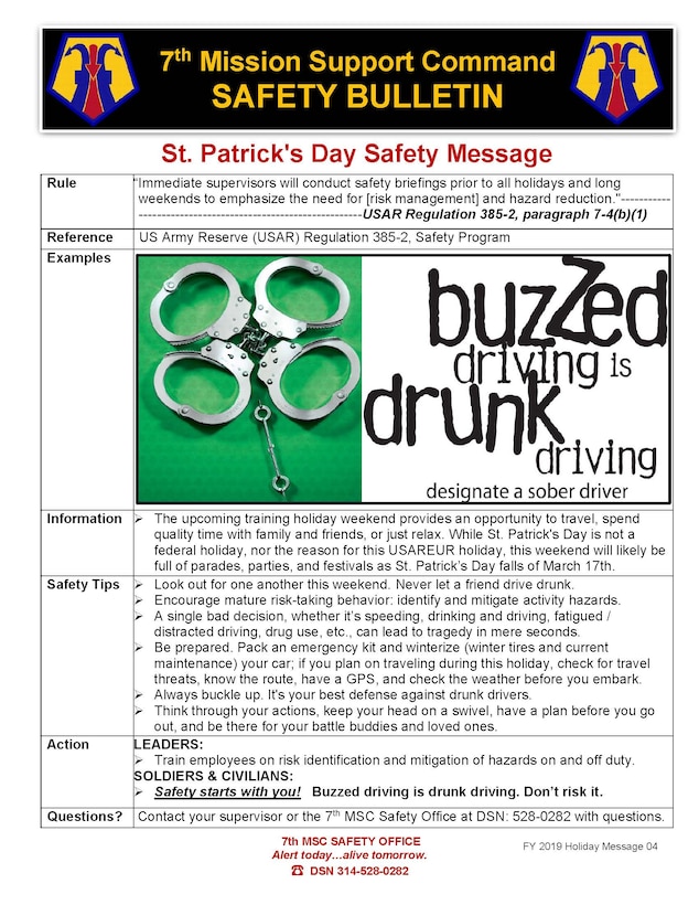 St. Patrick's Day Safety Message