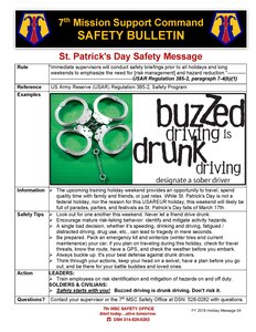 St. Patrick's Day Safety Message